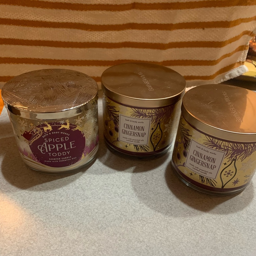 Three wick Bath and body holiday candles